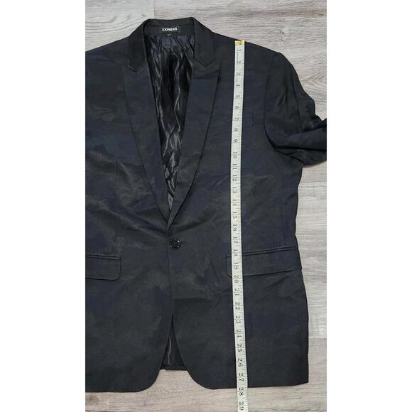 Express Camo Blazer Suit Jacket Slim 40s / 40C Black Camouflage - Picture 7 of 9